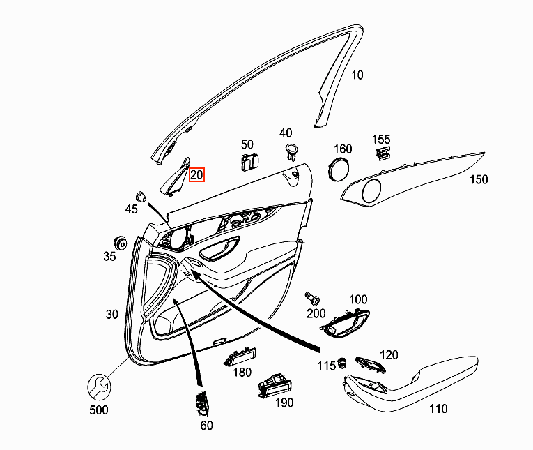 Mercedes-Benz W205 C300 Front Door Corner Speaker Cover Trim Left or Right All Colours (A2057200148 / A2057200248) — view 4