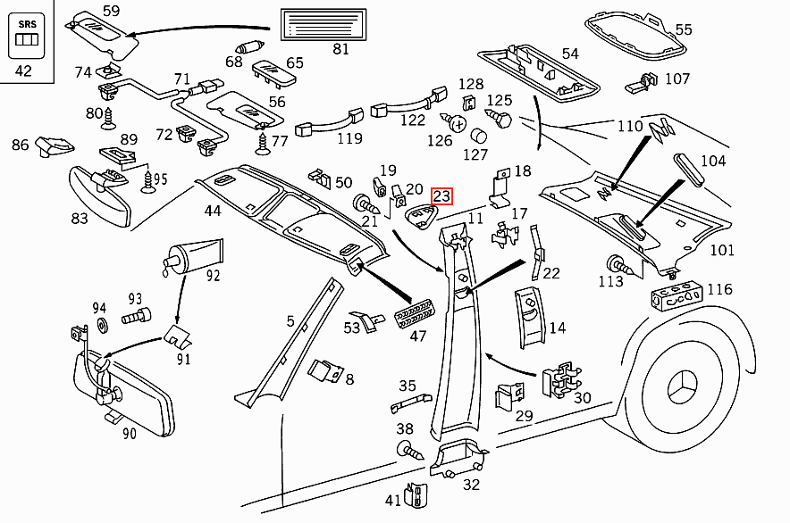 Mercedes-Benz W208 Alarm Sensor Module Cover Cap All Colours (A2086900028) — view 4