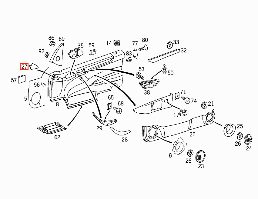 Mercedes-Benz W208 Door Inside Mirror Cover Set of 2 All Colours (A2087270588 & A2087270688) — view 4