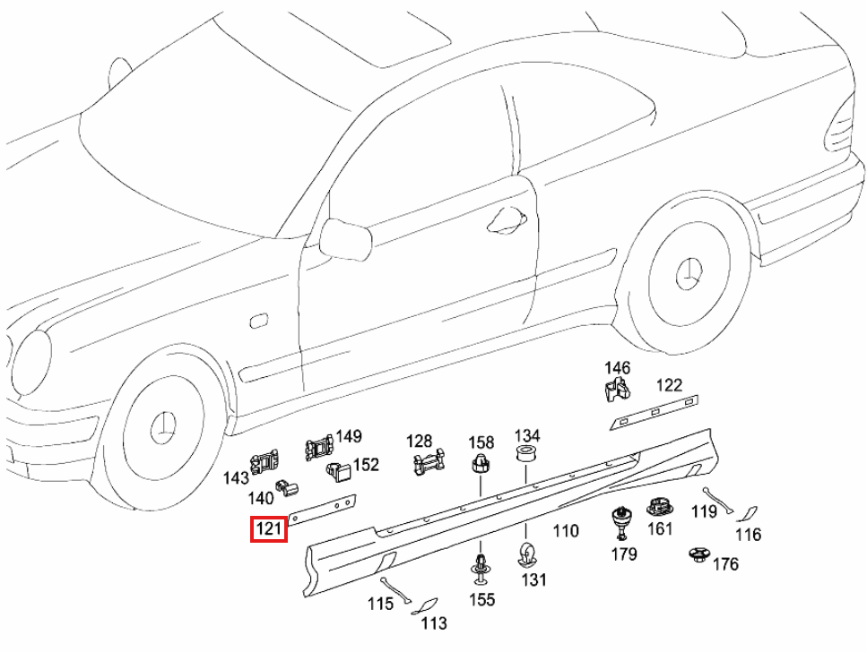 Mercedes-Benz W208 Front Threshold Seal Rubber Gasket Fender Threshold Set of 2 Black (A2086984330 A2086984430) — view 4