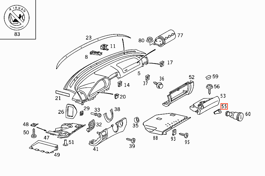 Mercedes-Benz W208 Glove Box Opening Handle LHD or RHD All Colours (A2086800284 / A2086800384) — view 6