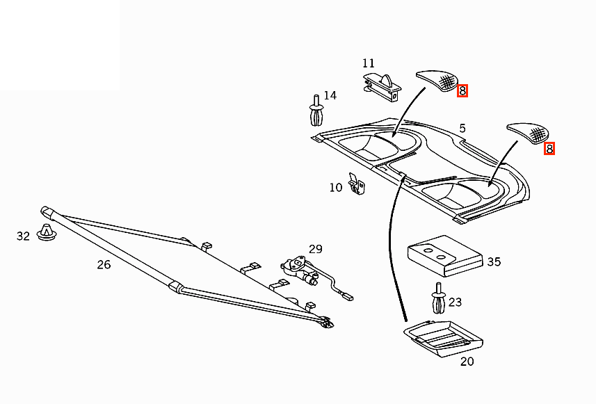 Mercedes-Benz W208 Rear Parcel Shelf Speaker Cover All Colours (A2086900330) — view 4