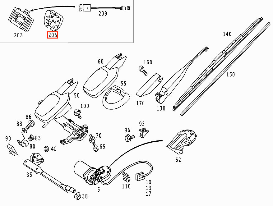Mercedes-Benz W208 W210 Rain Sensor Cover (A2108220040) — view 4