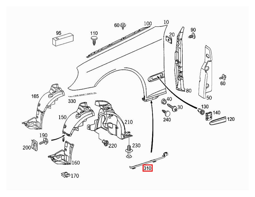 Mercedes-Benz W209 C209 CLK Rocker Panel Fender Seal Left or Right Black (A2096980798 / A2096980898) — view 4