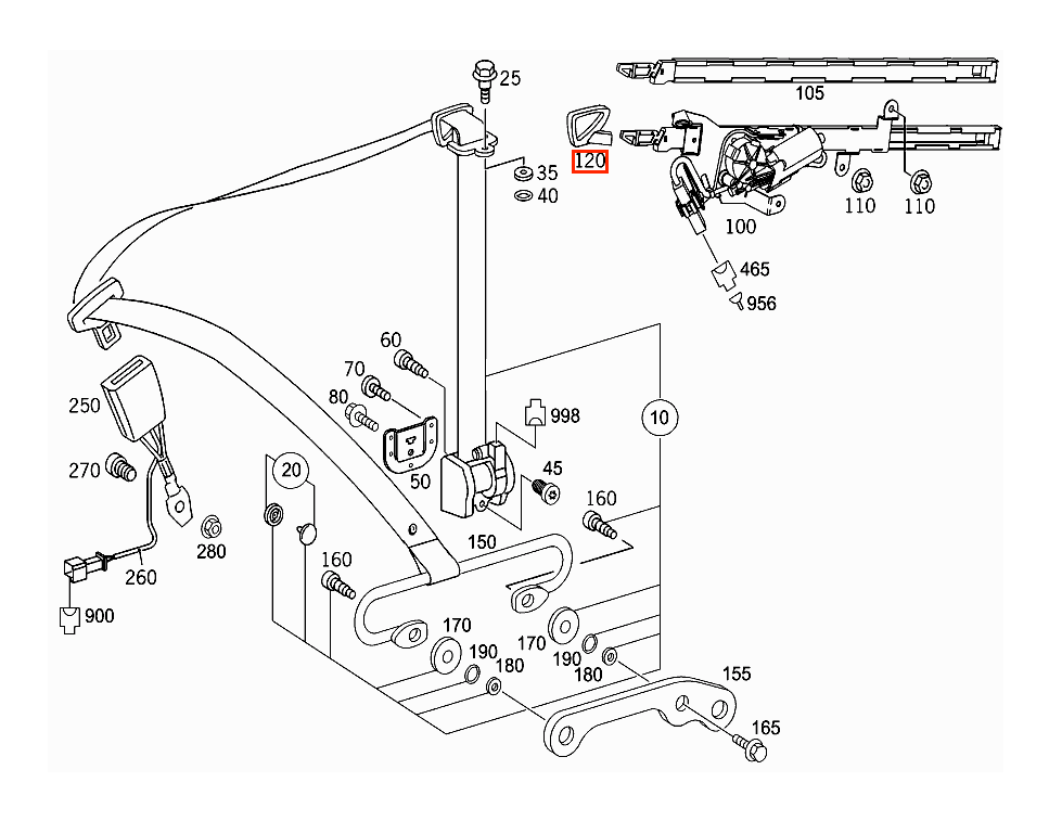 Mercedes-Benz W209 Seat Belt Holder Left or Right All Colours (A2098680122 / A2098680222) — view 4