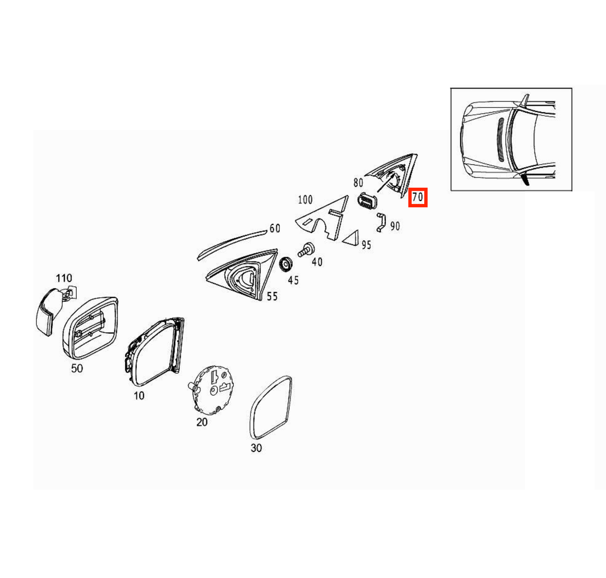 Mercedes-Benz W215 Mirror Triangle Trim with Tweeter Cover Left or Right All Colours (A2157250111 / A2157250211) — view 4