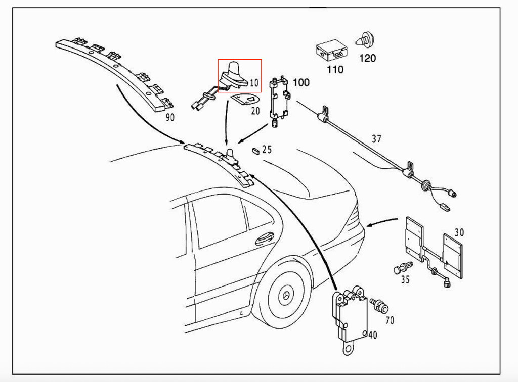 Mercedes-Benz W220 Antenna Cover (A2208201375) — view 3