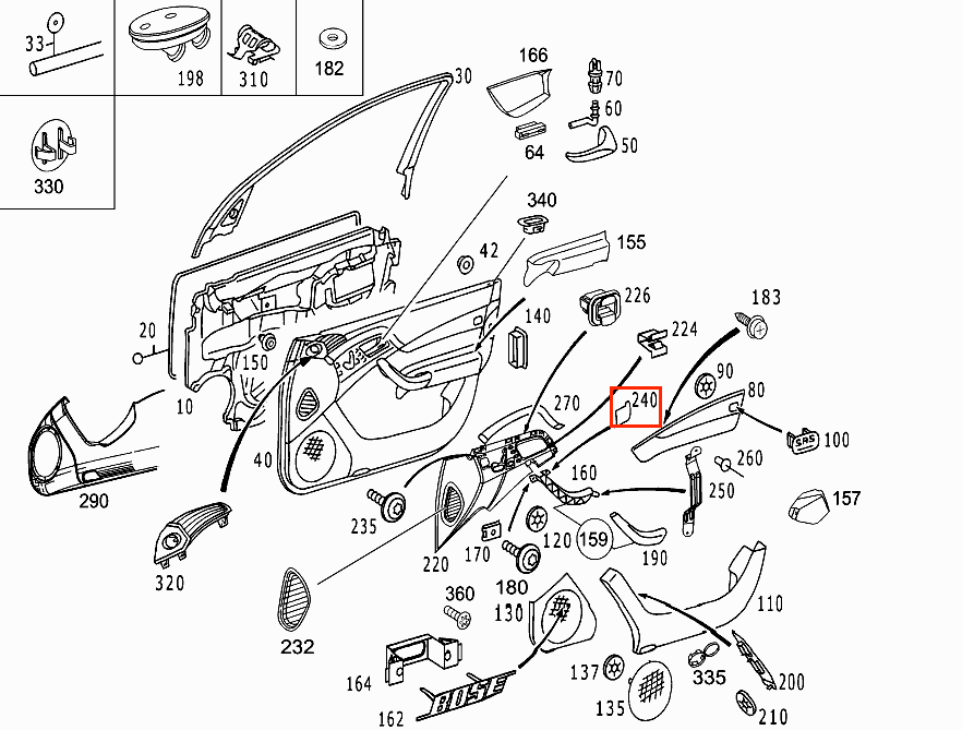 Mercedes-Benz W220 Door Pull Handle Cover Set of 2 All Colours (A2207270988 & A2207271088) — view 4