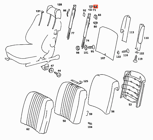 Mercedes-Benz W463 W201 W140 W126 W124 W123 Seat Headrest Frame Trim Set of 2 All Colours (A1269880182) — view 4
