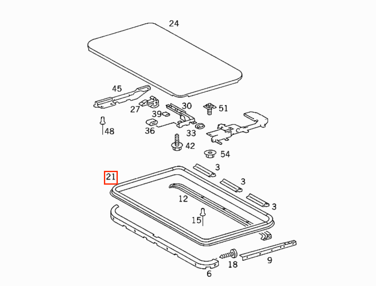 Mercedes-Benz C124 C203 – Sunroof Sliding Seal (A1247800298) — view 3