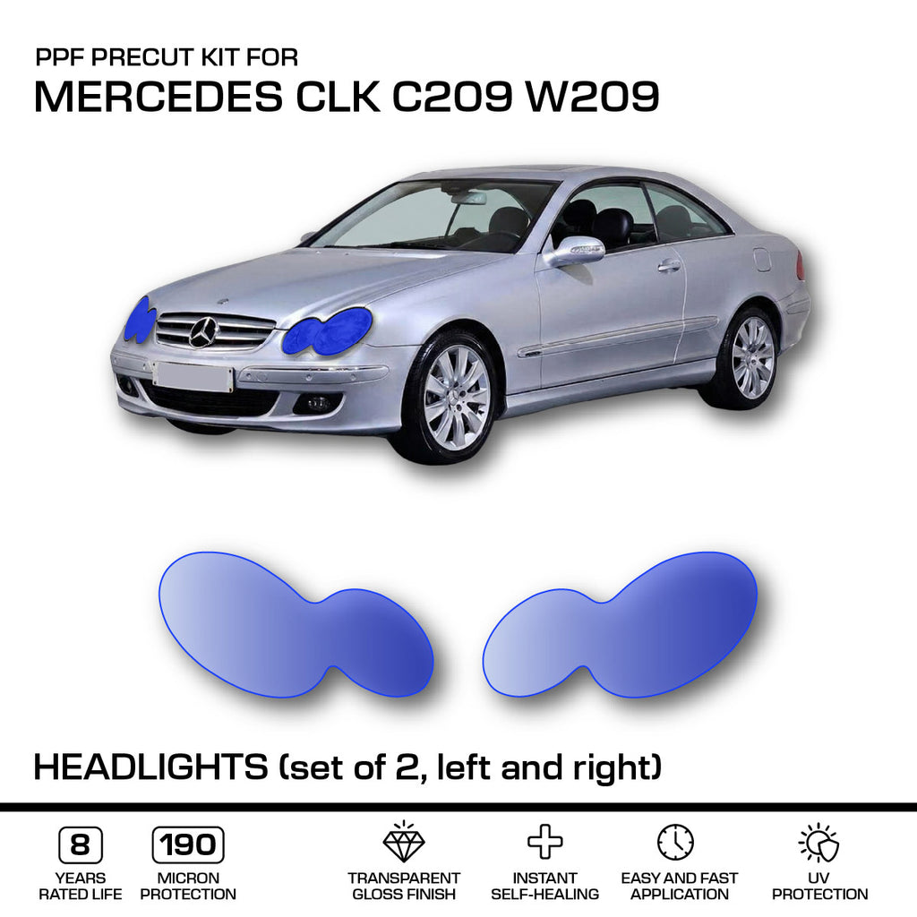 Mercedes-Benz C209 W209 CLK Headlights – 3m Pro Transparent PPF Paint Protection Film — view 2
