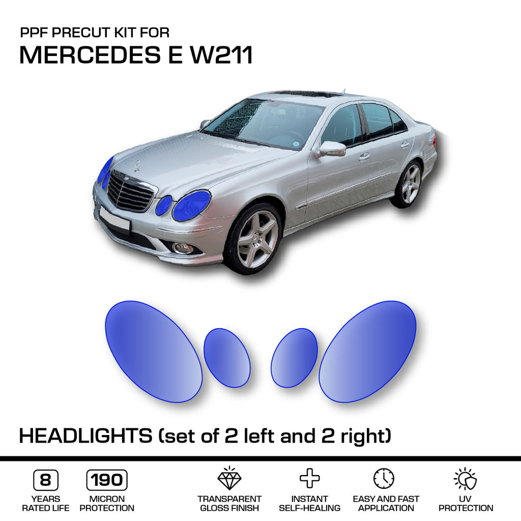 Mercedes-Benz W211 E Headlights – 3m Pro Transparent Ppf Paint Protection Film Precut –