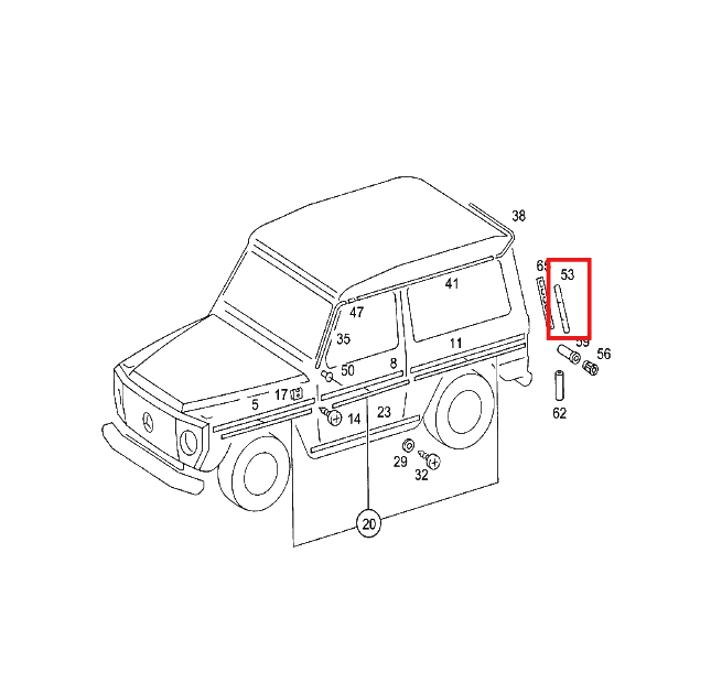 Mercedes G-class W460 W461 W463 Rear Side Vent Covering Black A4606980089 / A4636900179 — view 4