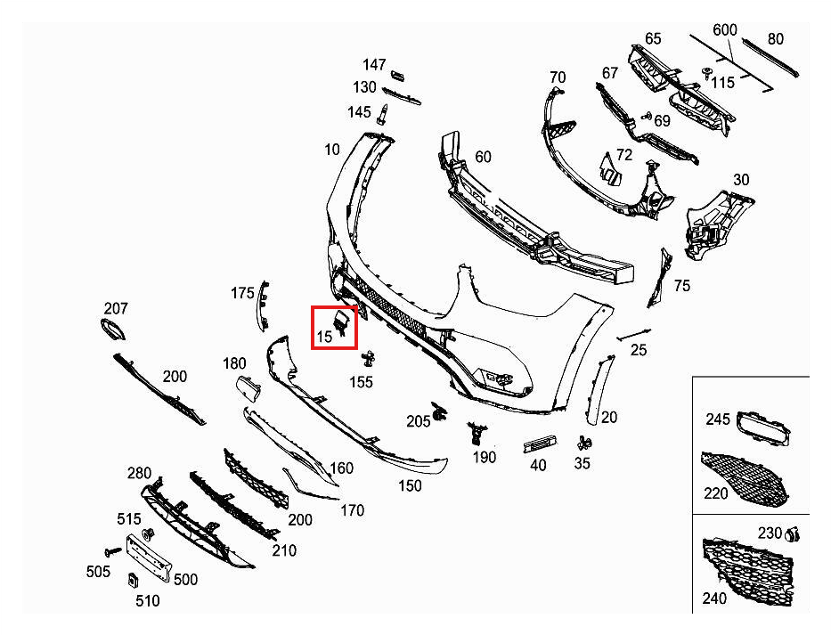 Mercedes-Benz GLE350 GLE450 GLE580 Front Bumper Tow Hook Cover Cap Black (A1678856103) — view 5