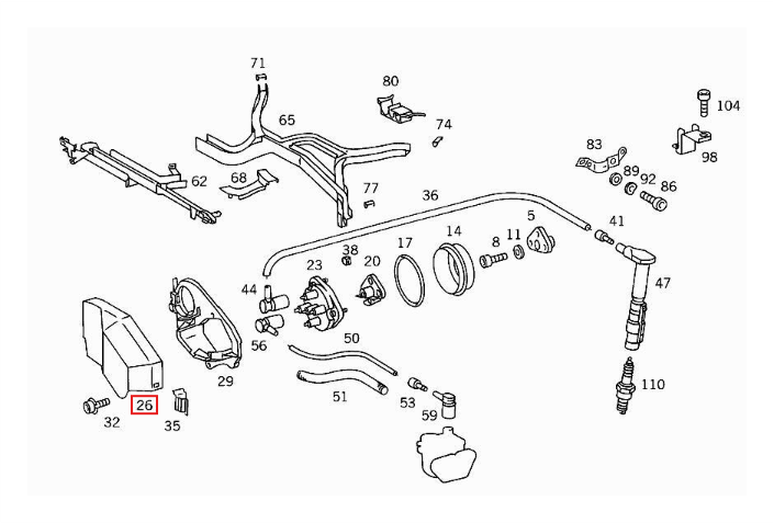 Mercedes-Benz M119 Cover Distributor Left Black (A1191580285) — view 5