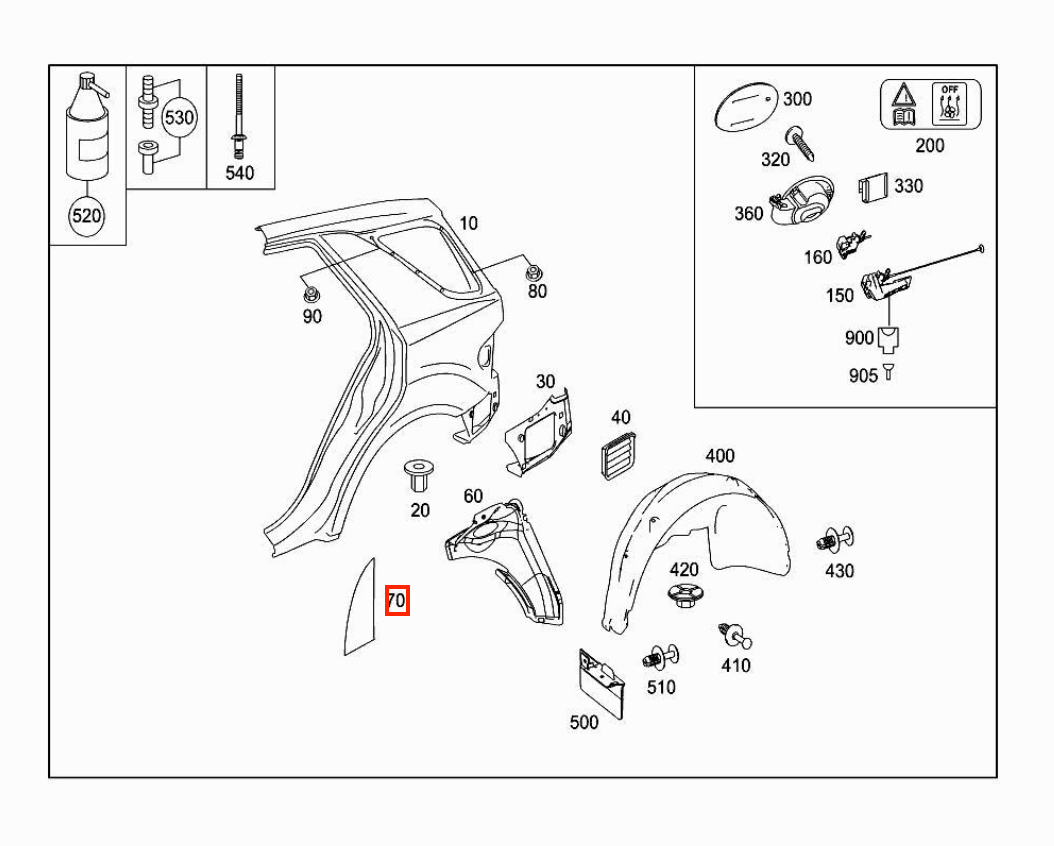 Mercedes-Benz W164 ML Rear Fender and Door Ppf Protective Film – Set of 2 Left or Right — view 4