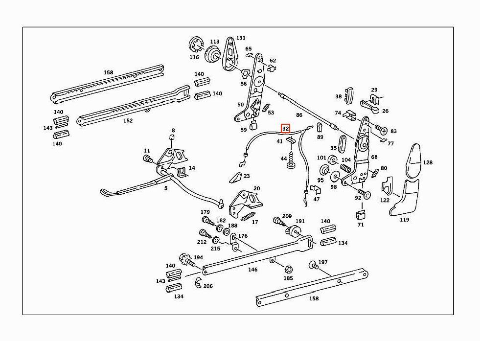 Mercedes-Benz R107 C107 Seat Cable (A1079100074) — view 5