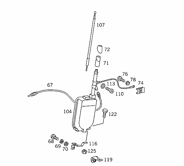 Mercedes-Benz R107 R129 W108 Electric Car Antenna (A1248201775 / A1248200175) — view 7