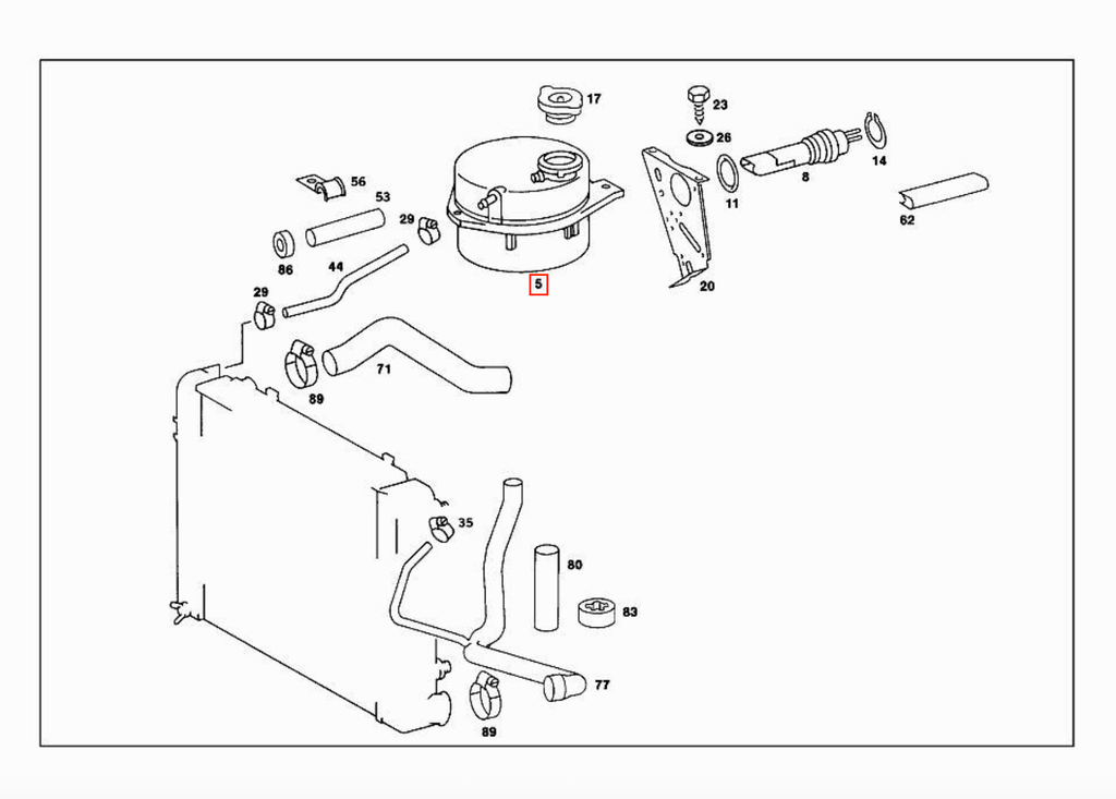 Mercedes-Benz R107 W463 G-Class Coolant Expansion Tank (A1075000549) — view 6