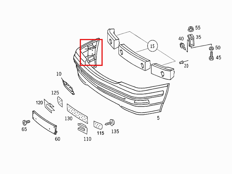 Mercedes-Benz R129 Front Bumper Bracket Black Left or Right (A1298800314 / A1298800414) — view 4