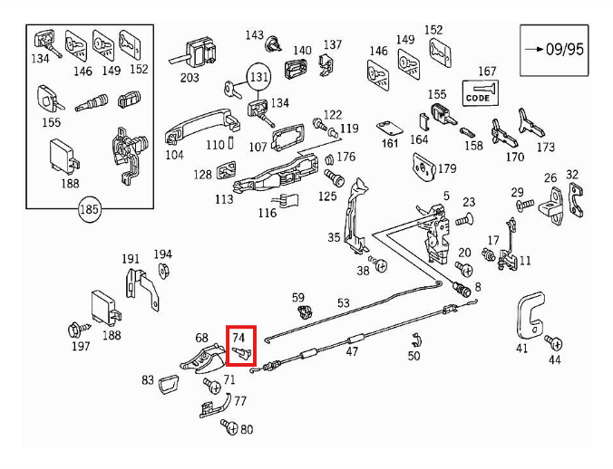 Mercedes-Benz R129 Operating Mechanism Locking Device Knob Black Left or Right — view 5