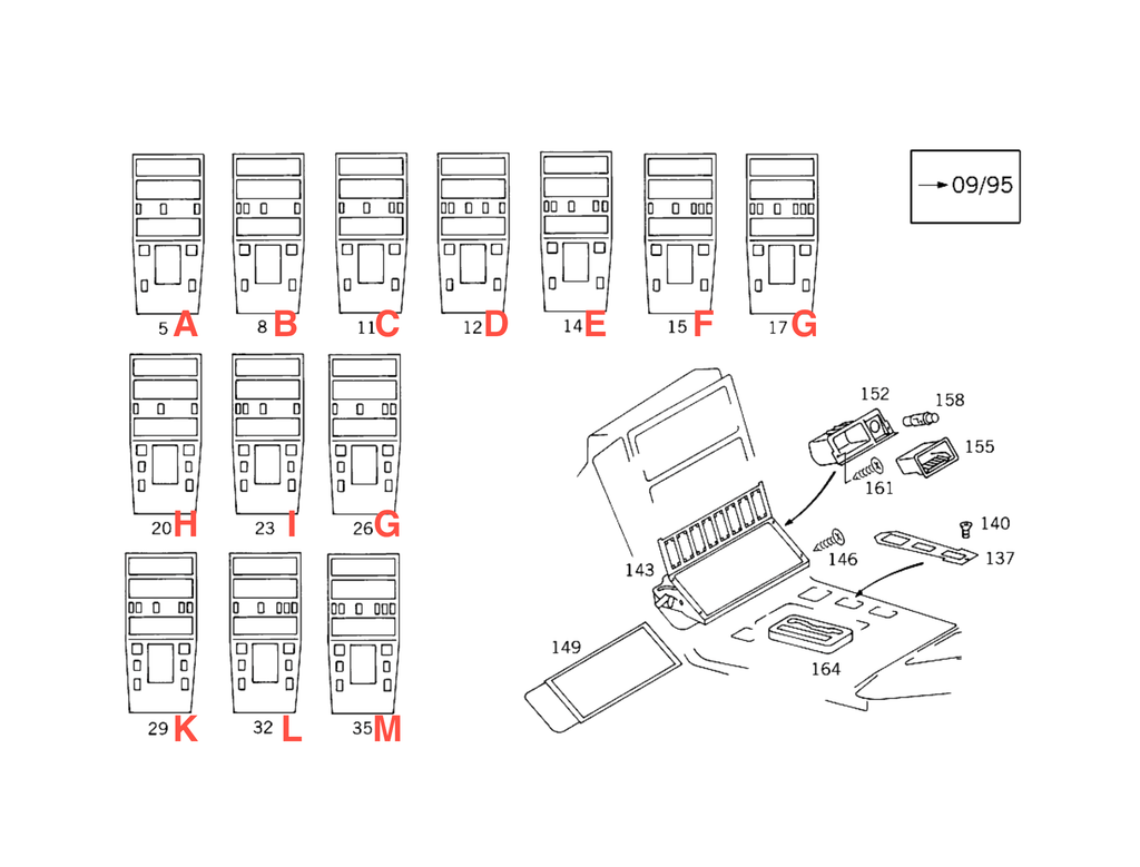 Mercedes-Benz R129 Piano Black Interior Trim Set — view 4