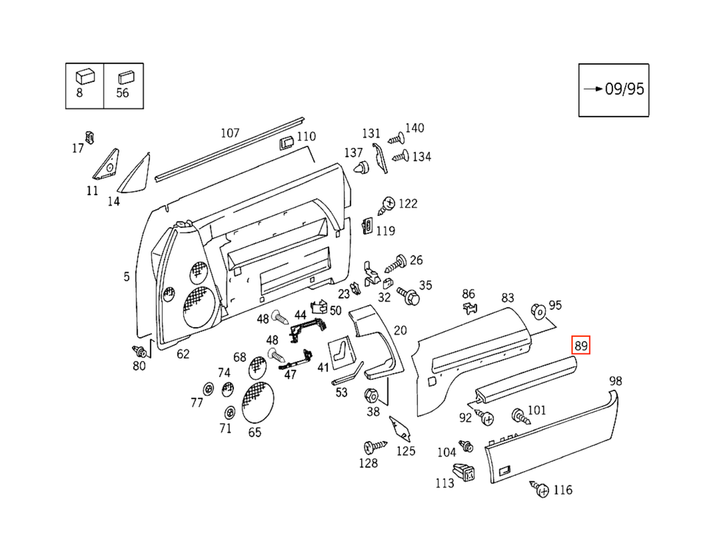 Mercedes-Benz R129 Pre-lift Custom Interior Door Panel Storage Compartment Wood Light — view 4