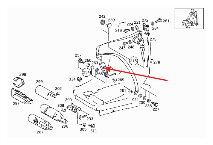 Mercedes-Benz R129 Seatbelt Bucket Housing Cover Black (A1298600969 / A1298601269) — view 7
