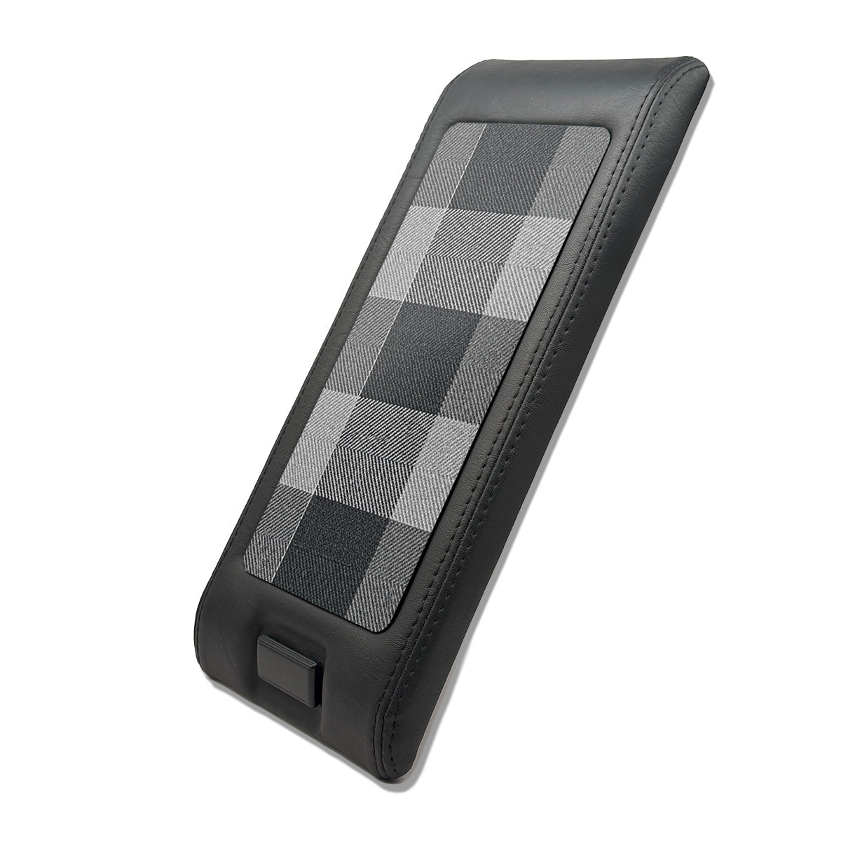 Mercedes-Benz R129 SL Center Armrest Console with Leather Frame and Textile Checkered — view 3