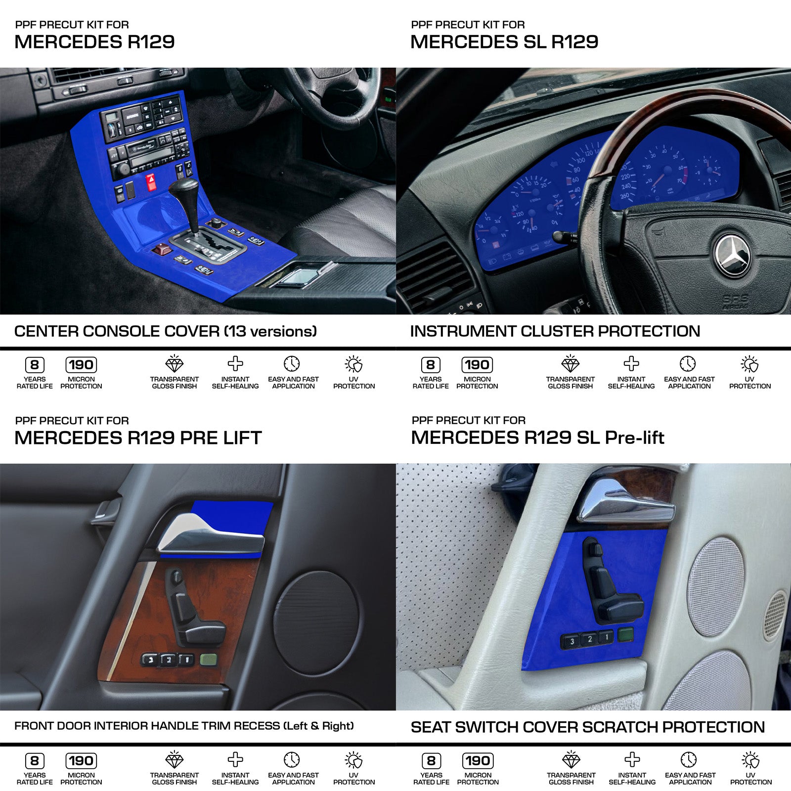 Mercedes-Benz R129 SL Pre-lift Interior Set Seat Switch Cover with Memory 3m Pro — view 2
