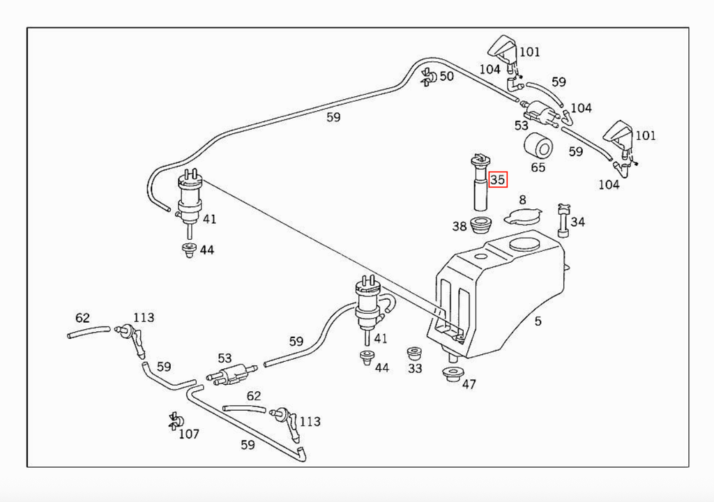 Mercedes-Benz R129 W124 W140 G-Class Washer Fluid Level Sensor — view 5