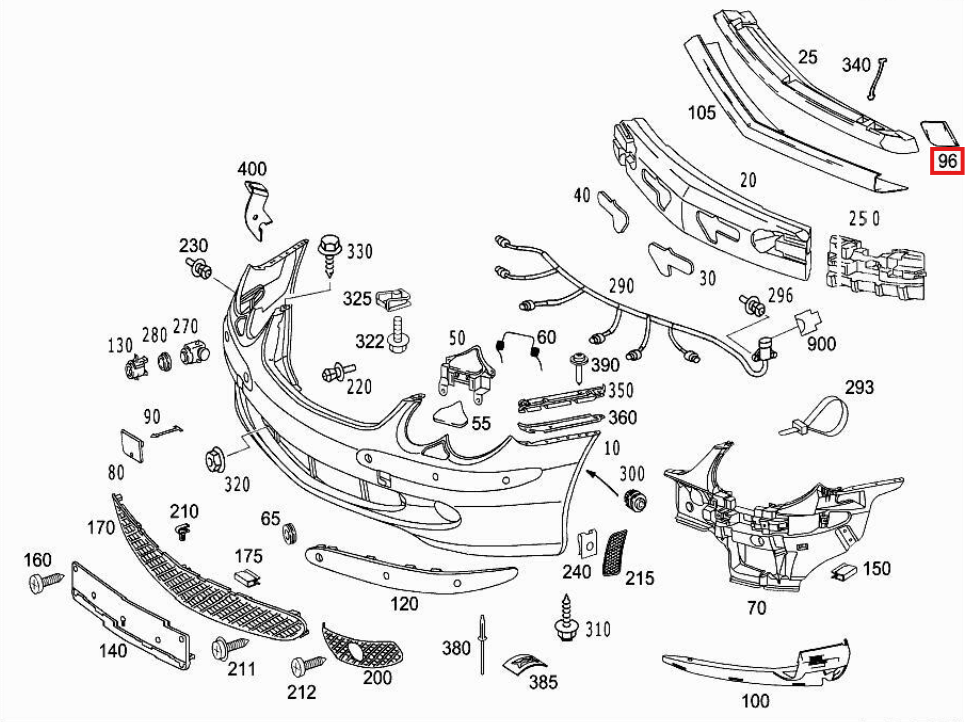 Mercedes-Benz R230 Front Tow Hook Cover Cap Primed (A2308851722 / A2308851822) — view 4