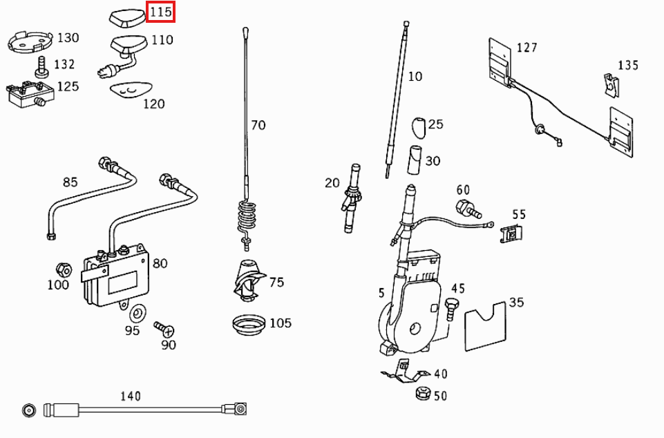 Mercedes-Benz R129 R170 W208 SL Gps Antenna Cover Cap Primed + Rubber Seal (A1298270231) — view 7