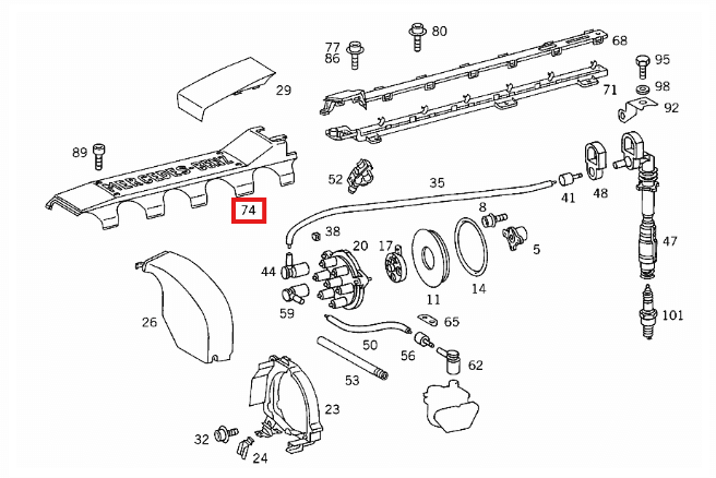 Mercedes-Benz R129 W140 C140 SL600 Cl Engine Ignition Wire Cover Black (A1201590625) — view 5
