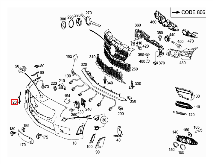Mercedes-Benz R172 SLK Front Bumper Tow Eye Cover (A1728850023) — view 5