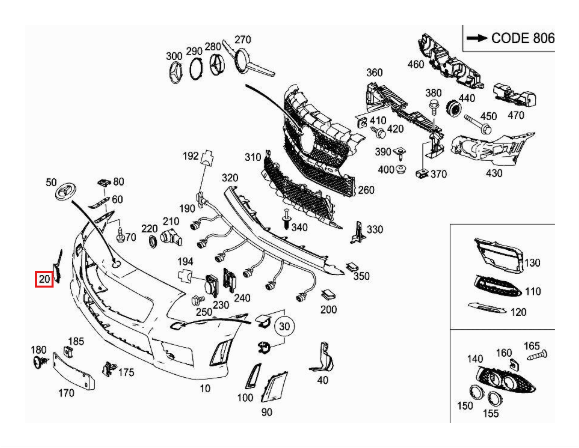 Mercedes-Benz R172 SLK Front Bumper Tow Eye Cover (A1728852623) — view 5