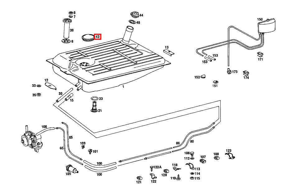 Mercedes-Benz W107 Fuel Sender Cover Cap White (A1109870145) — view 5