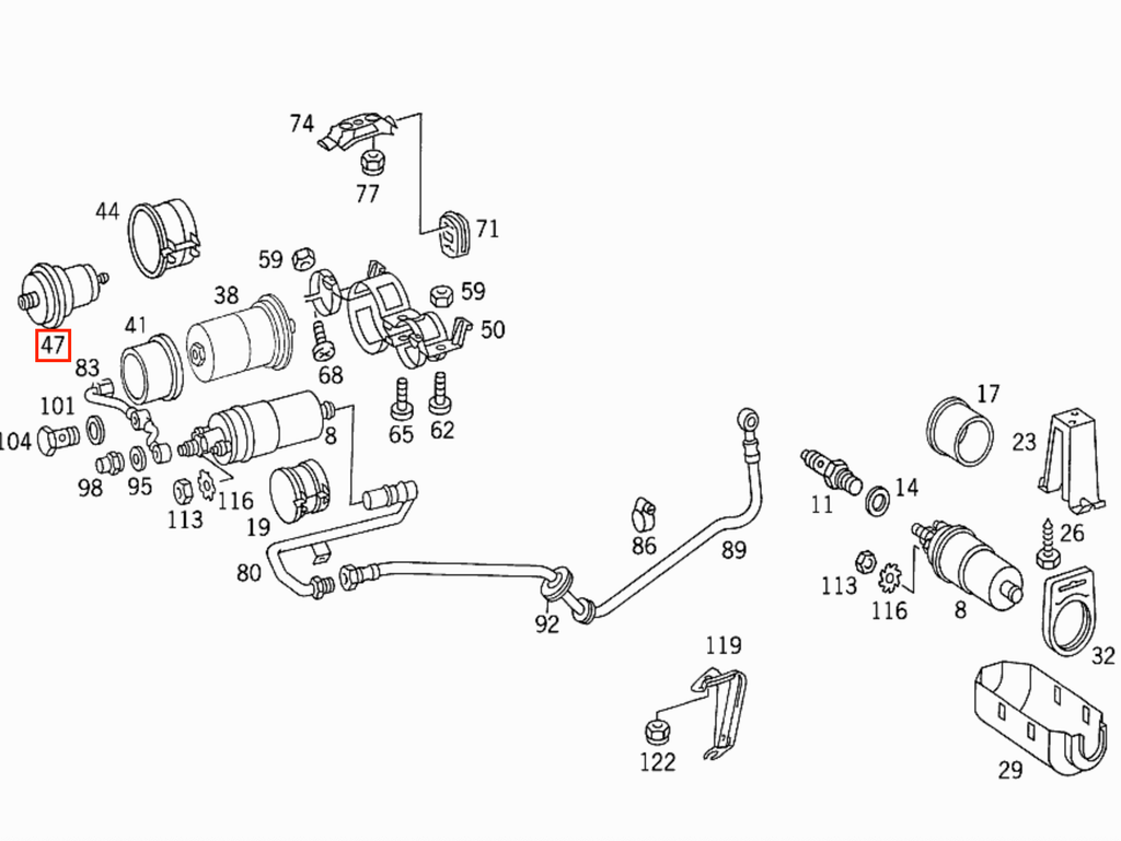 Mercedes-Benz W107 R129 W124 Fuel Pressure Accumulator with M14x1.5 Thread (A0004760621) — view 5