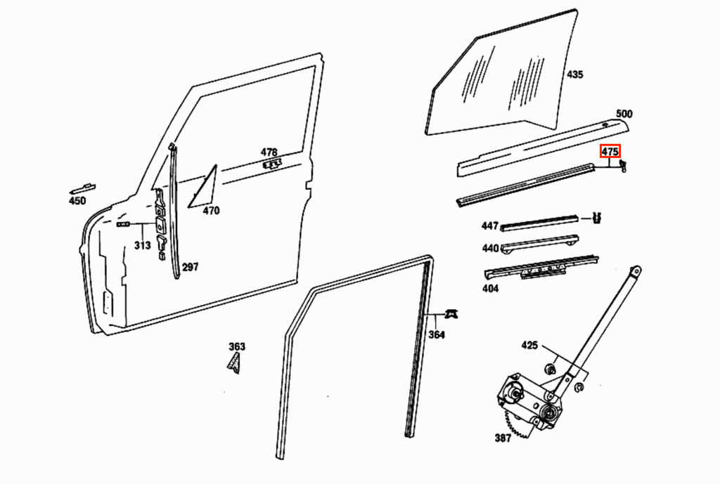 Mercedes-Benz W114 W115 W116 Window Outside Sealing Rail (A1167250065) — view 7