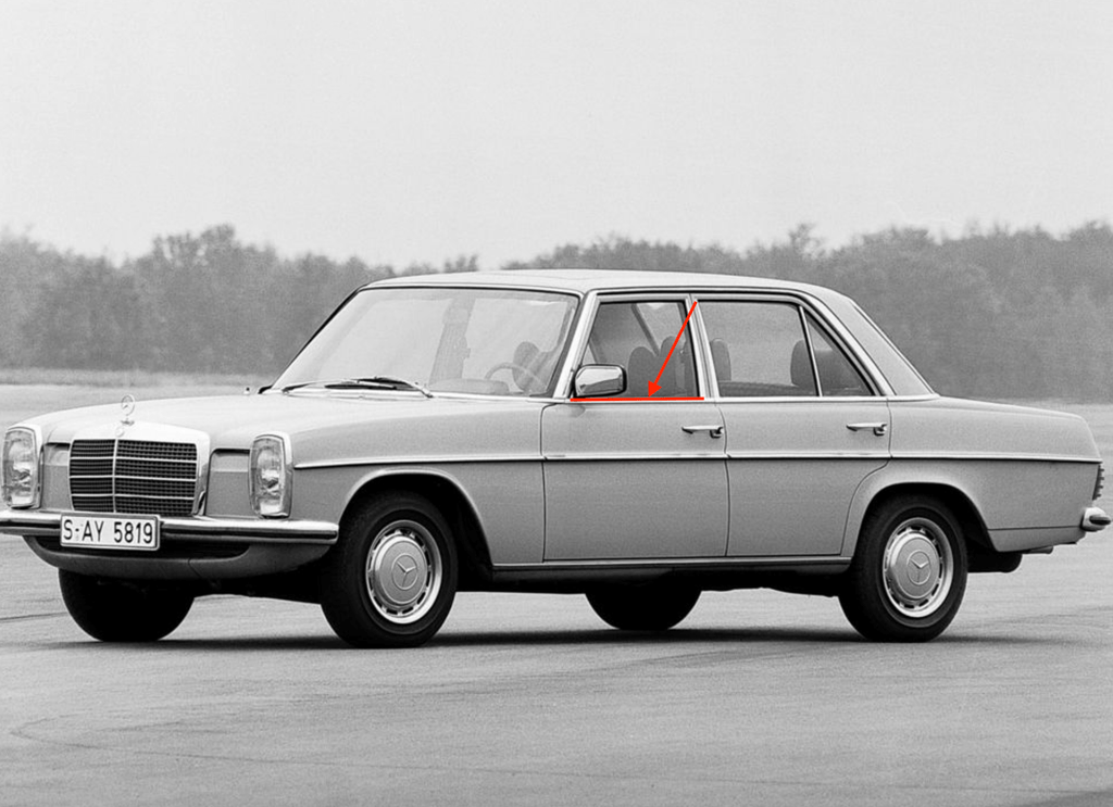 Mercedes-Benz W114 W115 W116 Window Outside Sealing Rail (A1167250065) — view 6