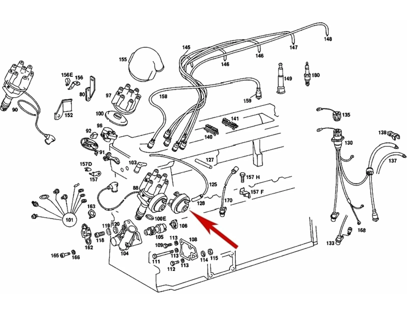 Mercedes-Benz W114 W116 W123 G-Class Ignition Distributor Vacuum Advance Control — view 6