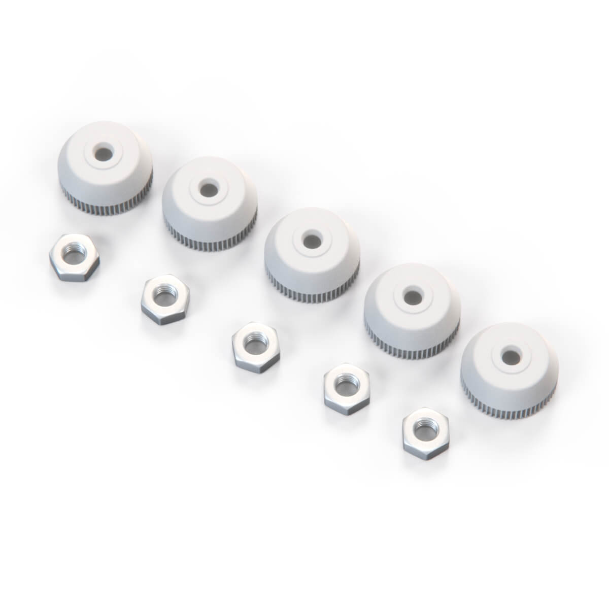 Mercedes-Benz W123 Headlight Bezel Plastic Nut Set of 5 White (1089900057) — view 3