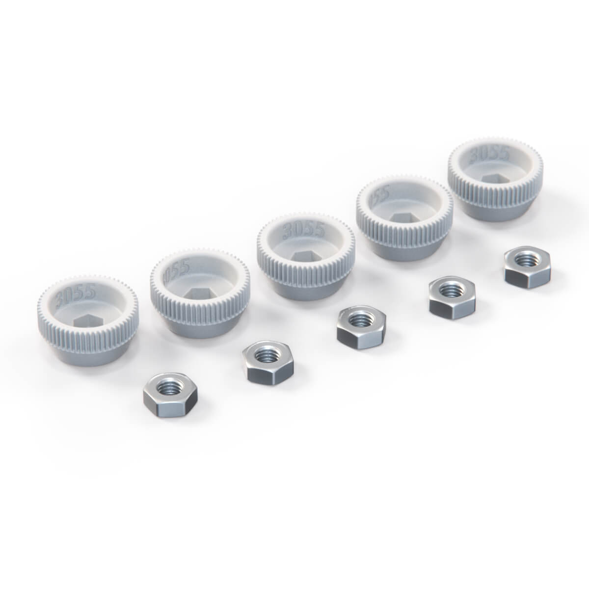 Mercedes-Benz W123 Headlight Bezel Plastic Nut Set of 5 White (1089900057) — view 4