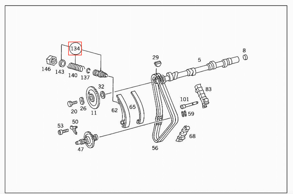 Mercedes-Benz W123 W124 W201 Timing Chain Tensioner (A1020500111 / A1020500411) — view 6