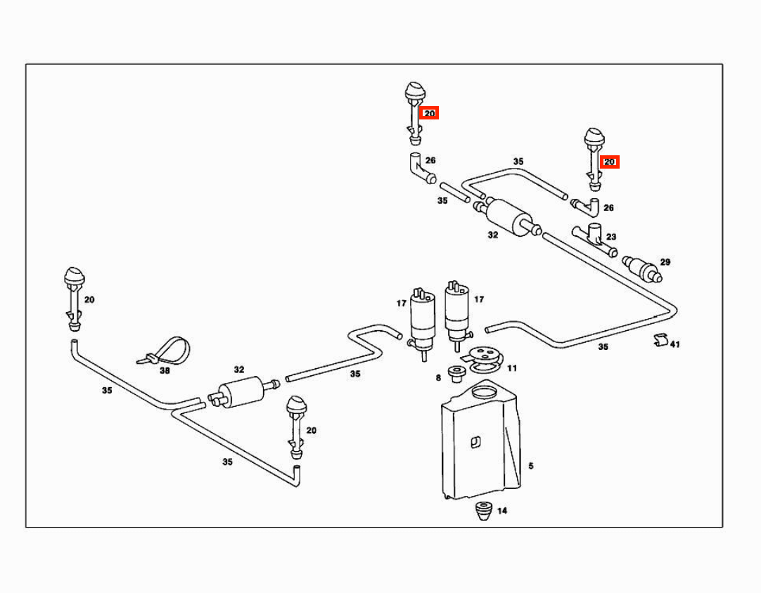 Mercedes-Benz W123 Windshield Washer Double Nozzle Set of 2 (A1238600247) — view 5