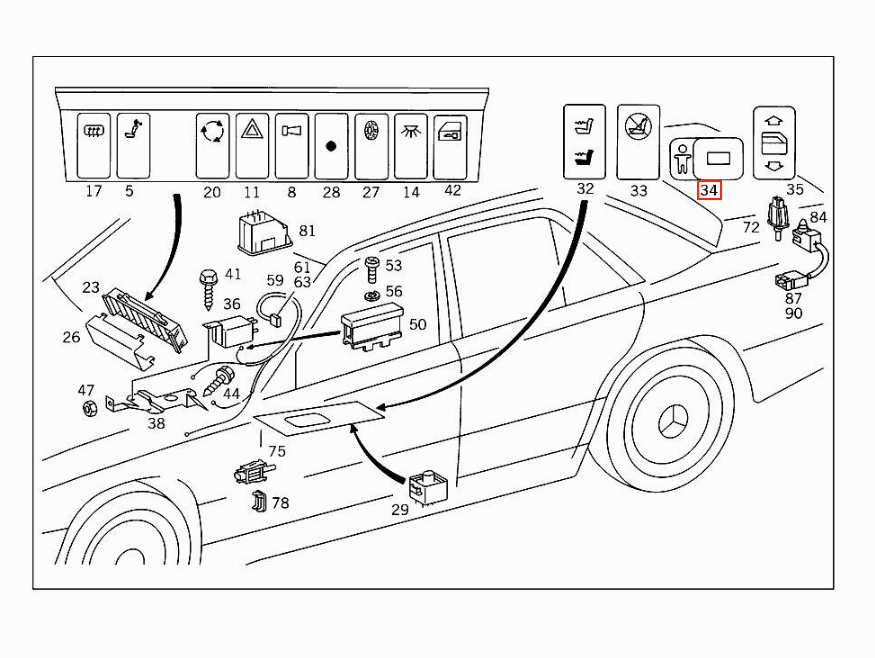 Mercedes-Benz W124 C124 S124 G-Class Child Safety Lock (A1248204910) — view 5