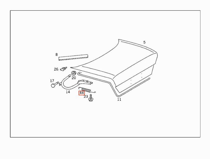 Mercedes-Benz W124 C124 Spring Hinge Trunk Lid Set of 2 (A1247570629) — view 6