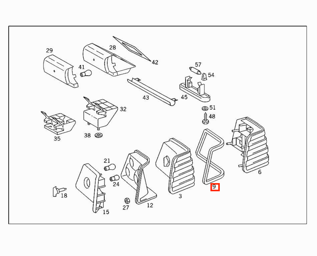 Mercedes-Benz W124 C124 Rear Light Gasket (A1248260291) — view 4