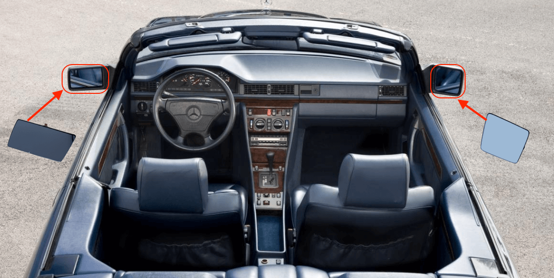 Mercedes-Benz W124 Exterior Mirror Glass Base LHD Left or Right — view 4
