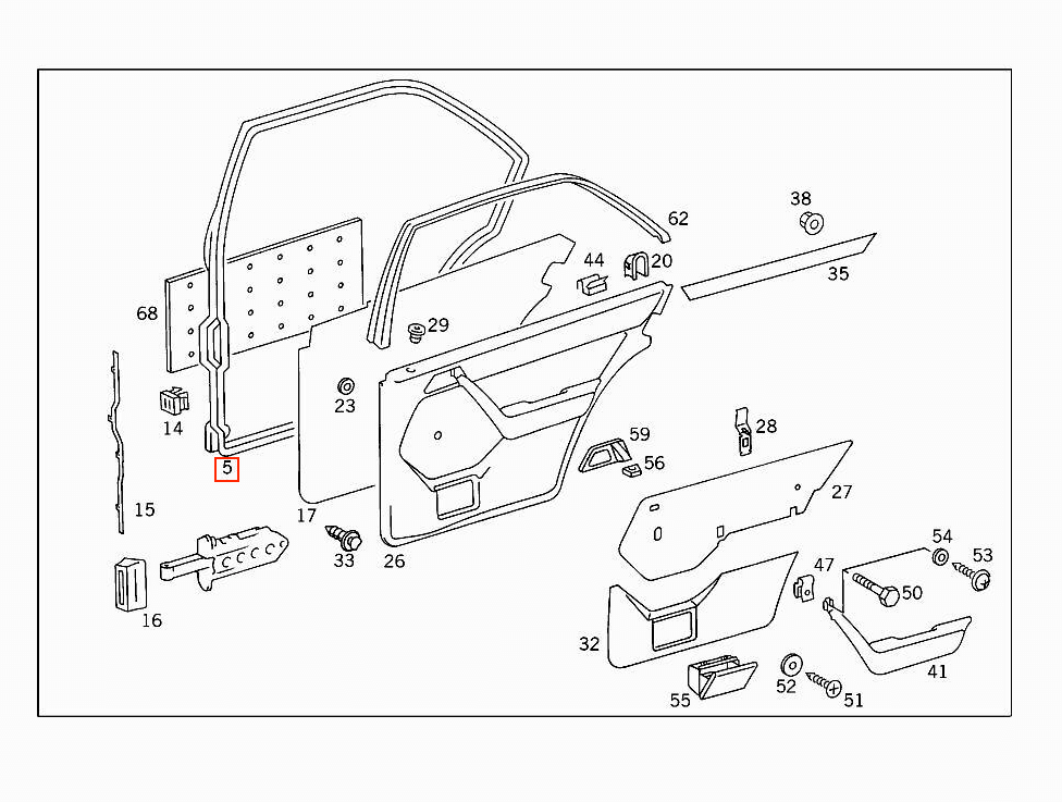 Mercedes-Benz W124 Rear Door Seal Weatherstrip Left or Right (A1247303578 / A1247303678) — view 4